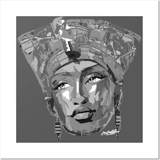 Nefertiti Black and White Portrait Posters and Art